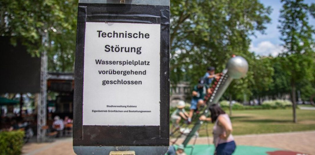 Steuerungsdefekt legt Wasserspielplatz am Deutschen Eck vorerst lahm